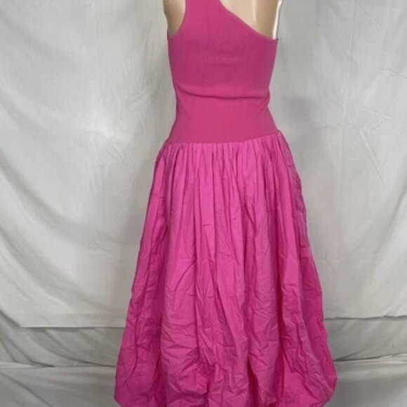 NEW DEREK LAM Women's Dress One Shoulder Midi Size M Pink - Picture 2 of 6